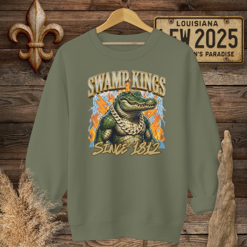 S / Military Green Louisiana Swamp Kings Street Wear Sweatshirt by Laissez Faire Wear