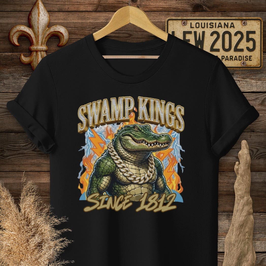 S / Black Louisiana Swamp Kings Street Wear T-Shirt by Laissez Faire Wear