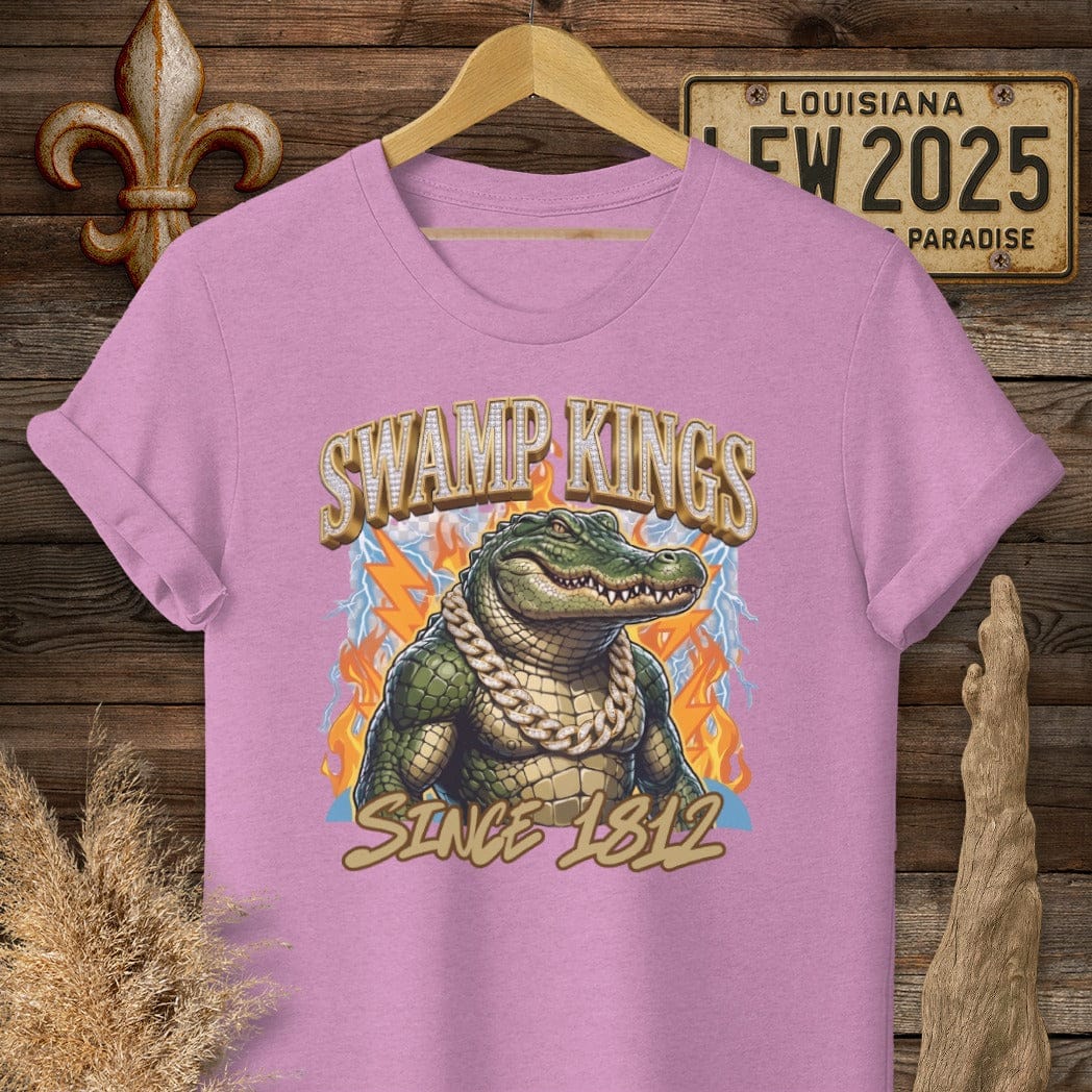 S / Heather Radiant Orchid Louisiana Swamp Kings Street Wear T-Shirt by Laissez Faire Wear