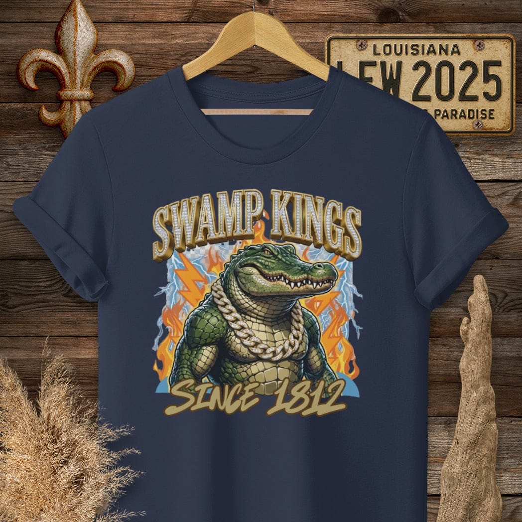 S / Navy Louisiana Swamp Kings Street Wear T-Shirt by Laissez Faire Wear