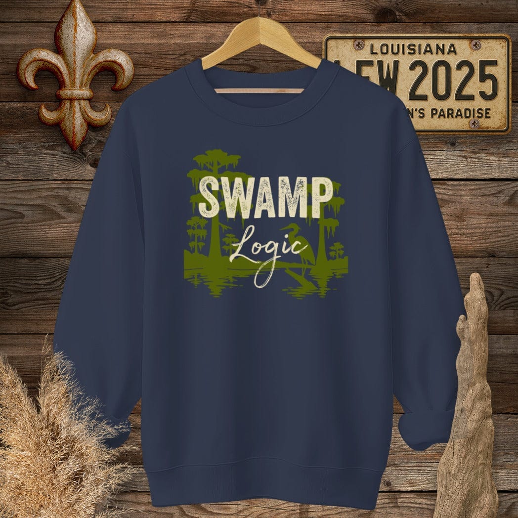 S / Navy Louisiana Swamp Logic Sweatshirt by Laissez Faire Wear
