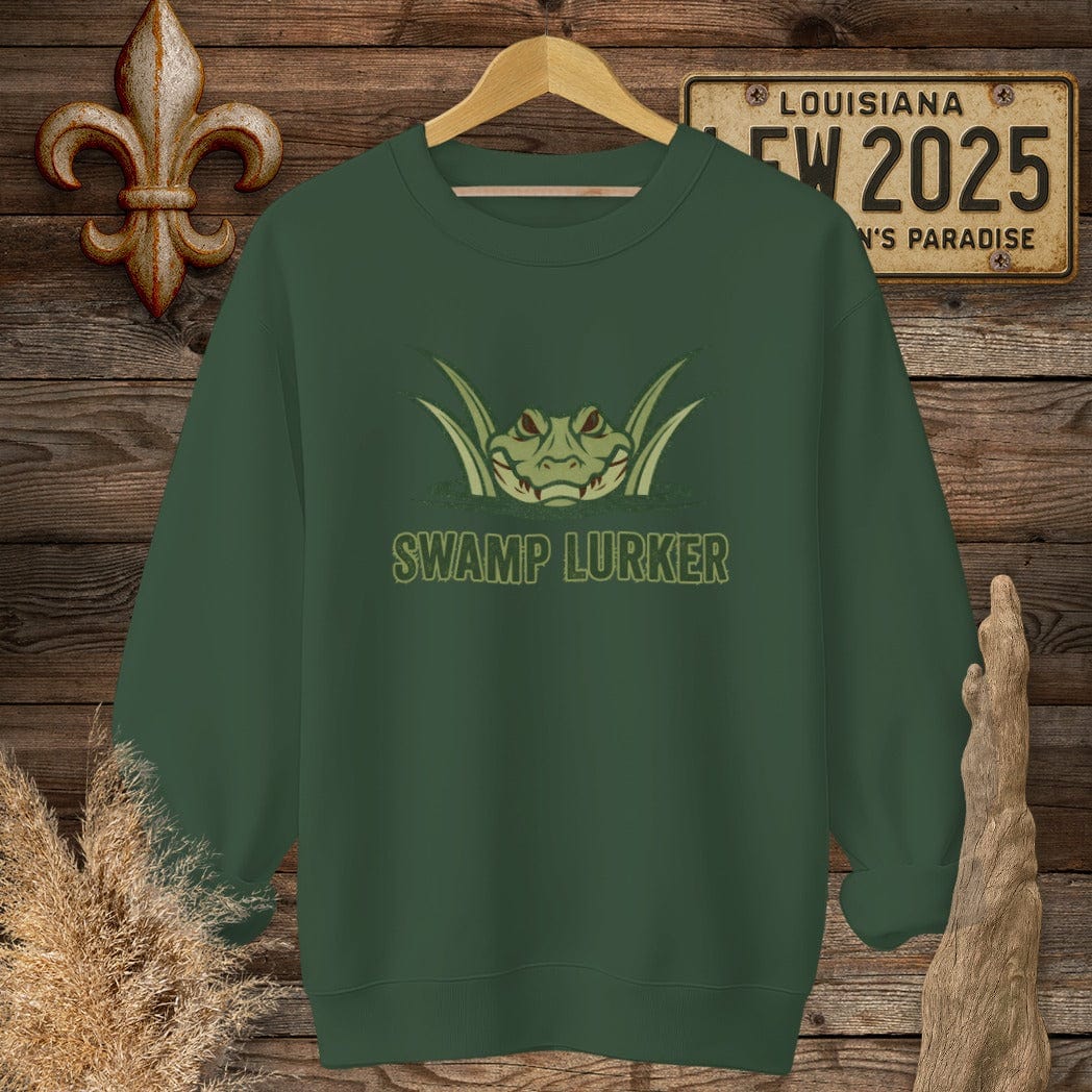 S / Forest Green Louisiana Swamp Lurker Sweatshirt by Laissez Faire Wear