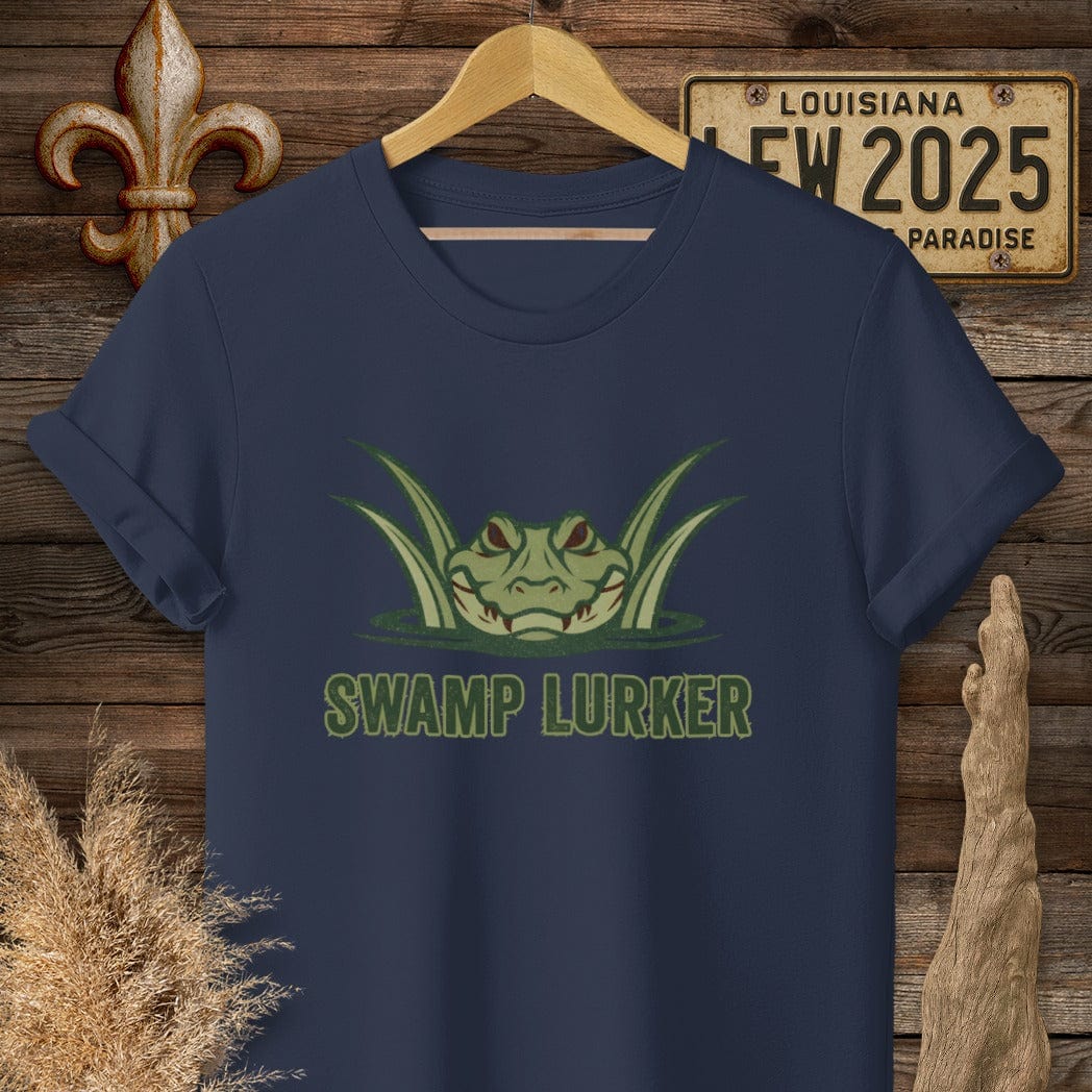 S / Navy Louisiana Swamp Lurker T-Shirt by Laissez Faire Wear