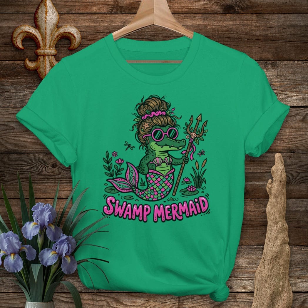 S / Kelly Green Louisiana Swamp Mermaid T-Shirt by Laissez Faire Wear
