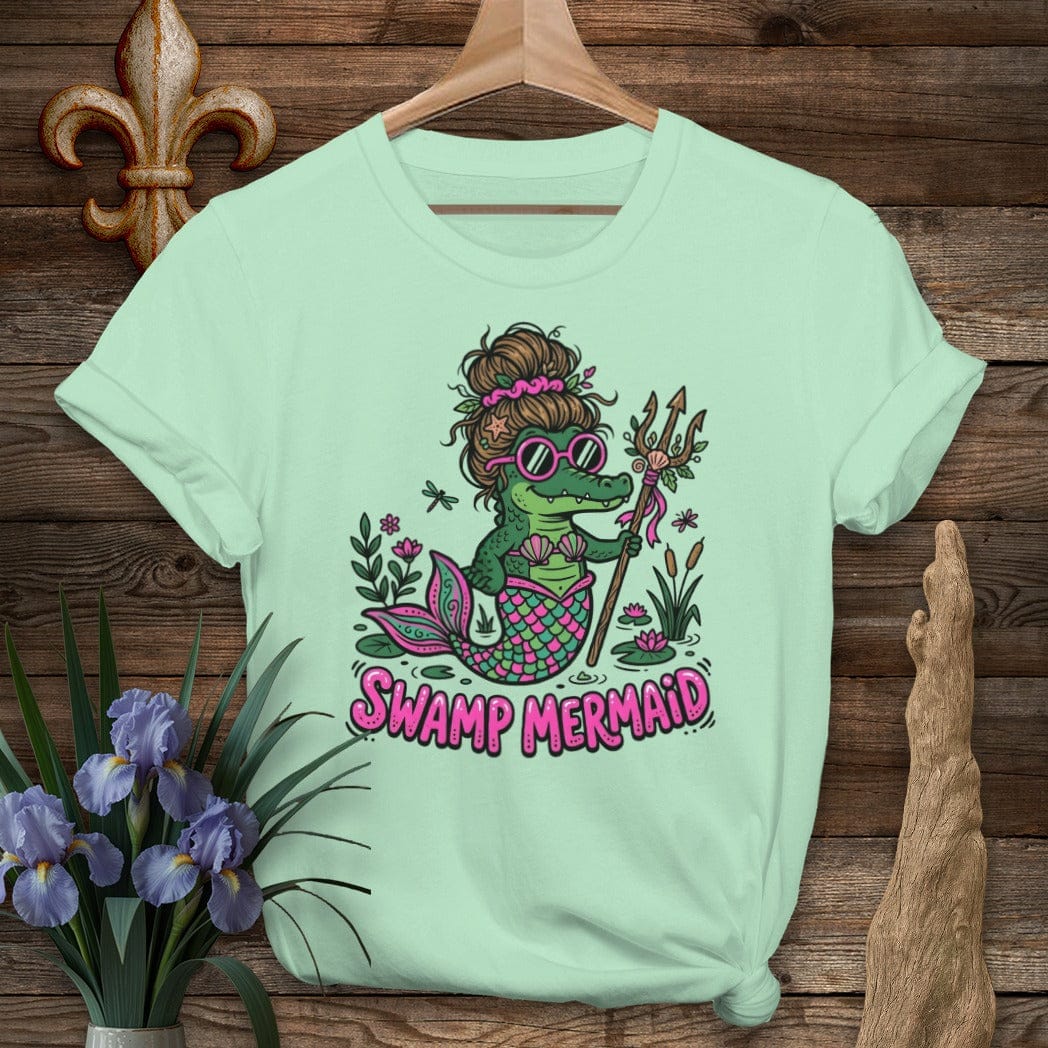 S / Mint Green Louisiana Swamp Mermaid T-Shirt by Laissez Faire Wear
