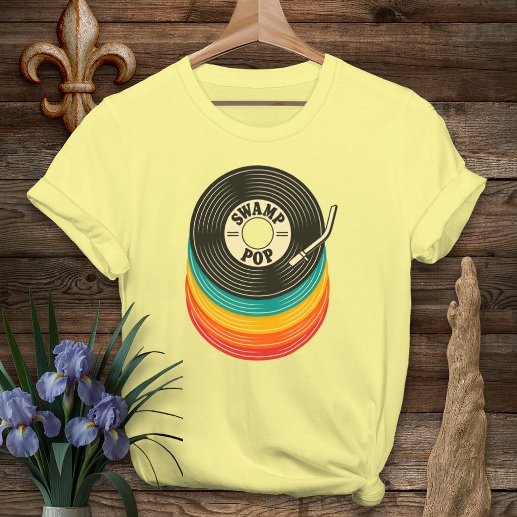 S / Cornsilk Louisiana Swamp Pop 45 T-Shirt by Laissez Faire Wear