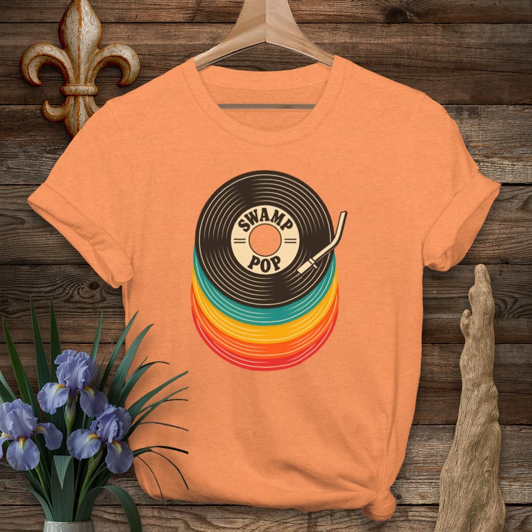 S / Heather Orange Louisiana Swamp Pop 45 T-Shirt by Laissez Faire Wear