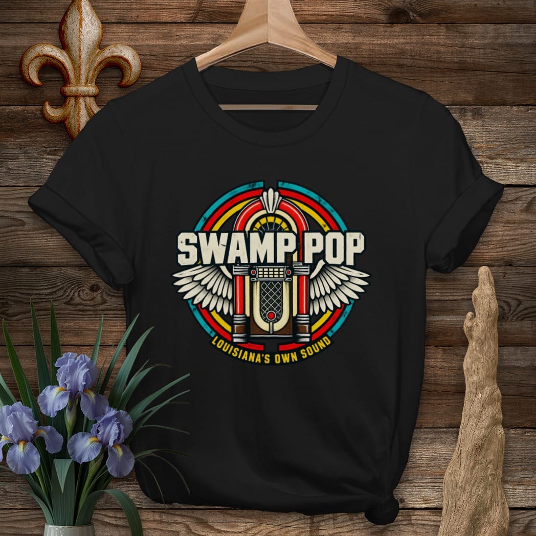 S / Black Louisiana Swamp Pop Jukebox T-Shirt by Laissez Faire Wear