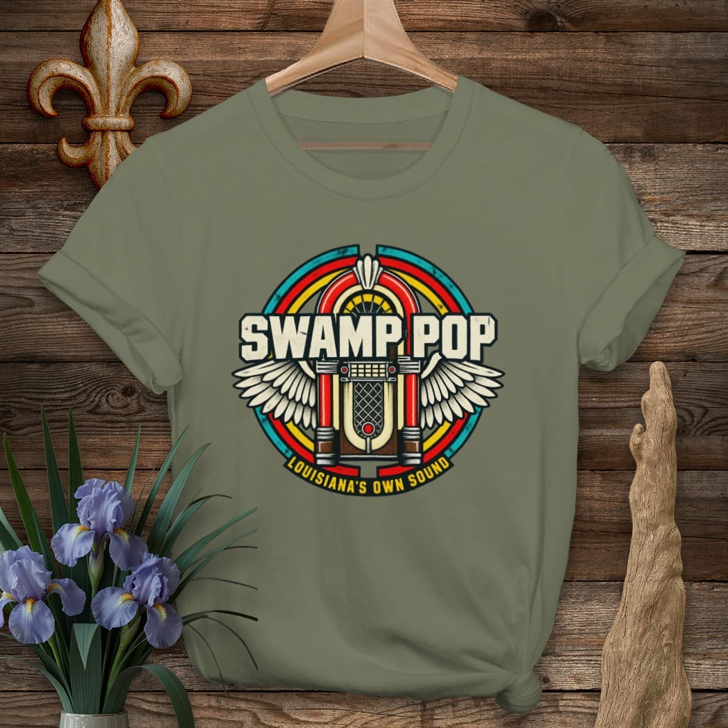 S / Military Green Louisiana Swamp Pop Jukebox T-Shirt by Laissez Faire Wear