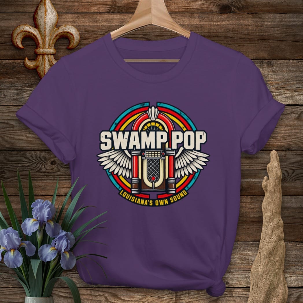 S / Purple Louisiana Swamp Pop Jukebox T-Shirt by Laissez Faire Wear