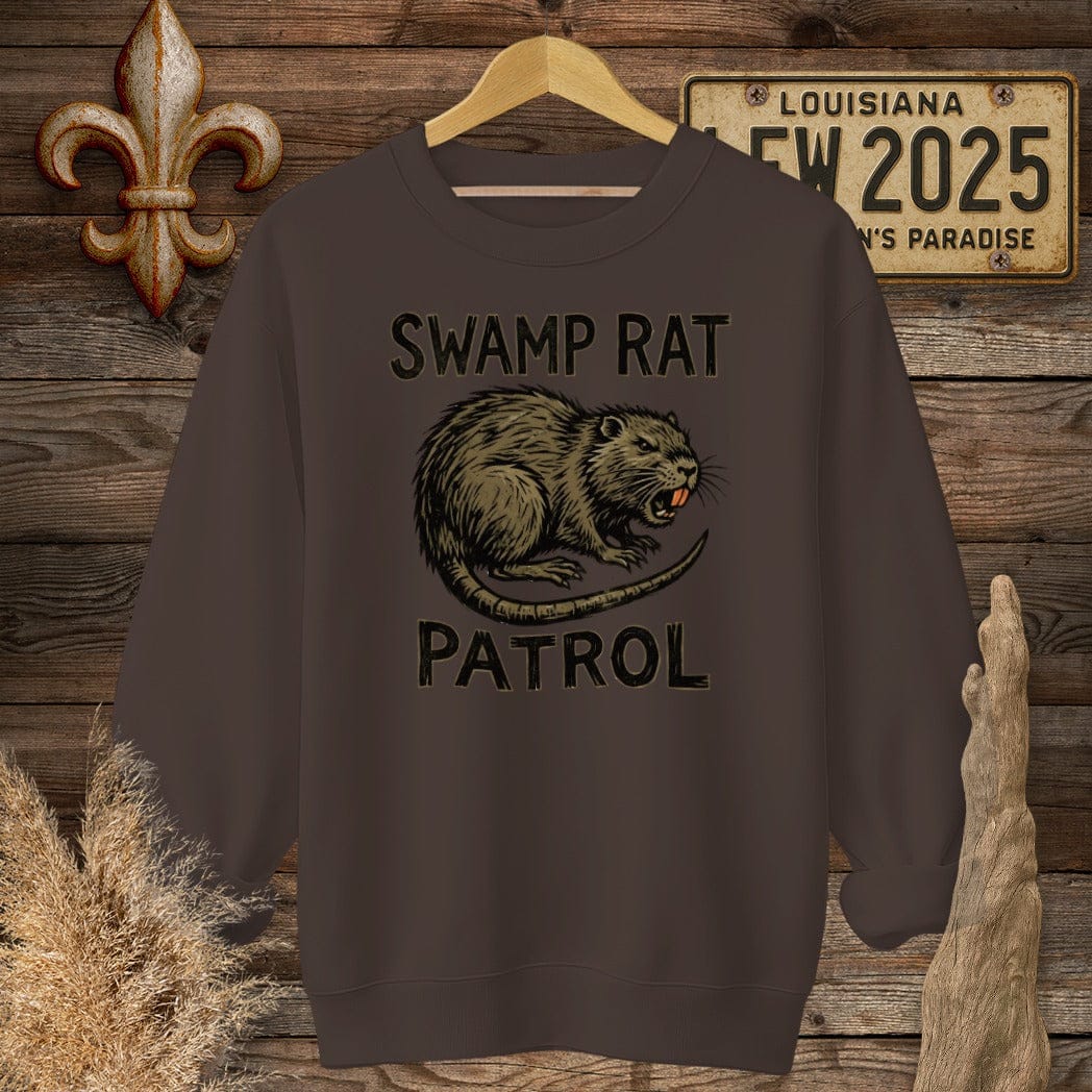 S / Dark Chocolate Louisiana Swamp Rat Patrol Sweatshirt by Laissez Faire Wear