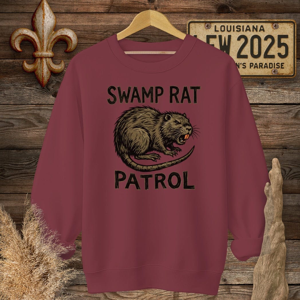 S / Garnet Louisiana Swamp Rat Patrol Sweatshirt by Laissez Faire Wear