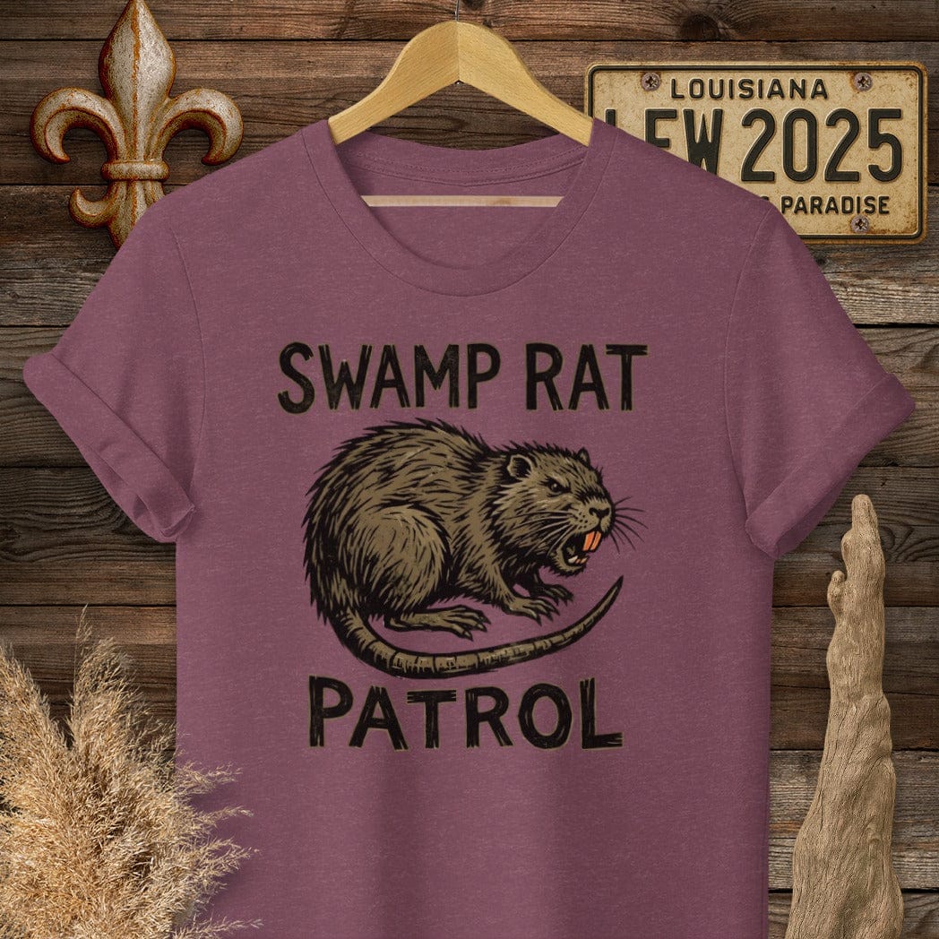 S / Heather Maroon Louisiana Swamp Rat Patrol T-Shirt by Laissez Faire Wear