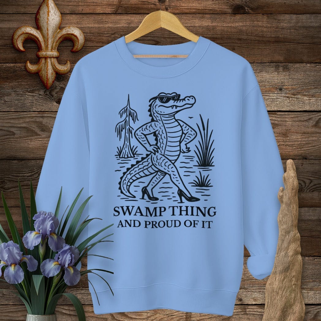 S / Carolina Blue Louisiana Swamp Thing And Proud Of It Sweatshirt by Laissez Faire Wear