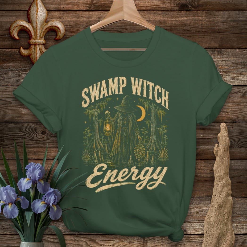 S / Forest Green Louisiana Swamp Witch T-Shirt by Laissez Faire Wear
