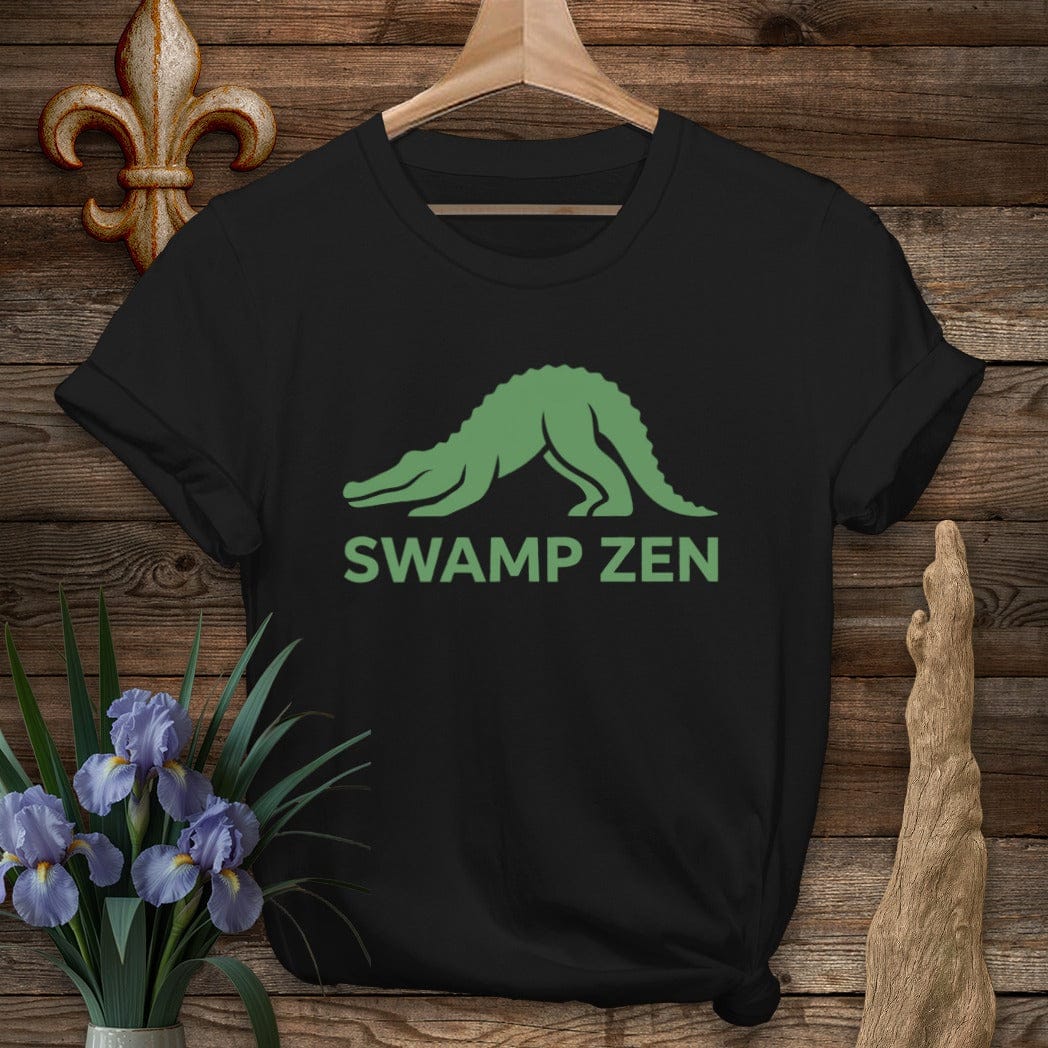 S / Black Louisiana Swamp Zen Yoga T-Shirt by Laissez Faire Wear