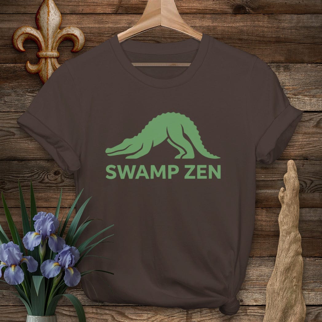 S / Dark Chocolate Louisiana Swamp Zen Yoga T-Shirt by Laissez Faire Wear