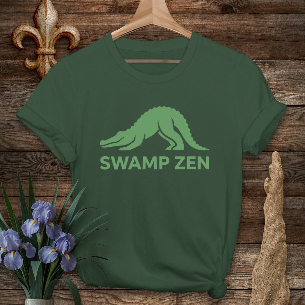 S / Forest Green Louisiana Swamp Zen Yoga T-Shirt by Laissez Faire Wear