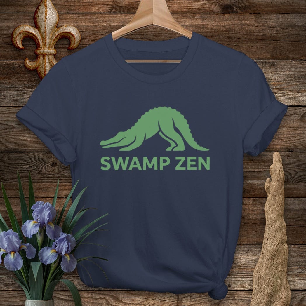 S / Navy Louisiana Swamp Zen Yoga T-Shirt by Laissez Faire Wear