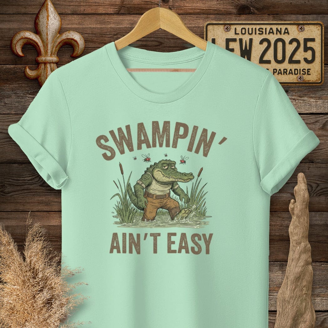 S / Mint Green Louisiana Swampin' Ain't Easy T-Shirt by Laissez Faire Wear