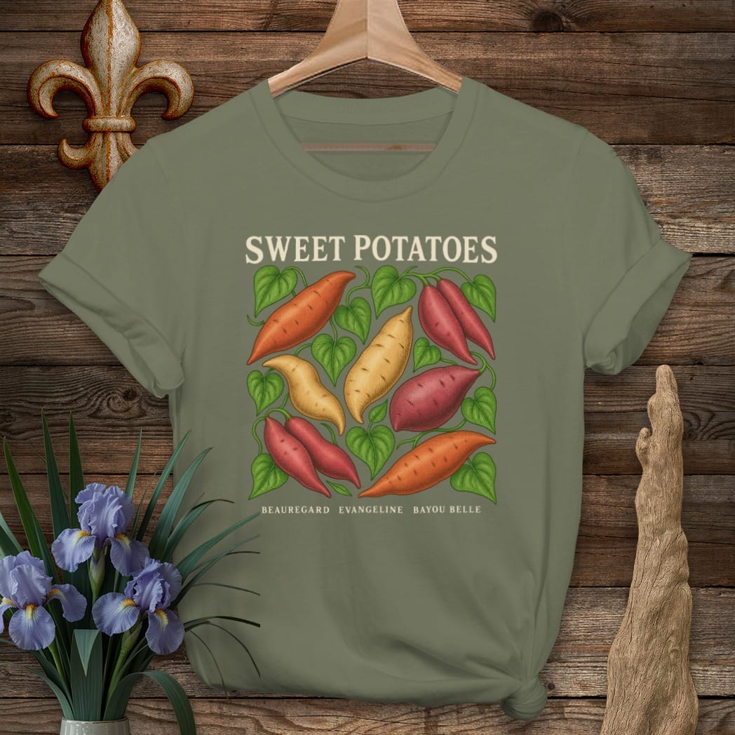 S / Military Green Louisiana Sweet Potato T-Shirt by Laissez Faire Wear