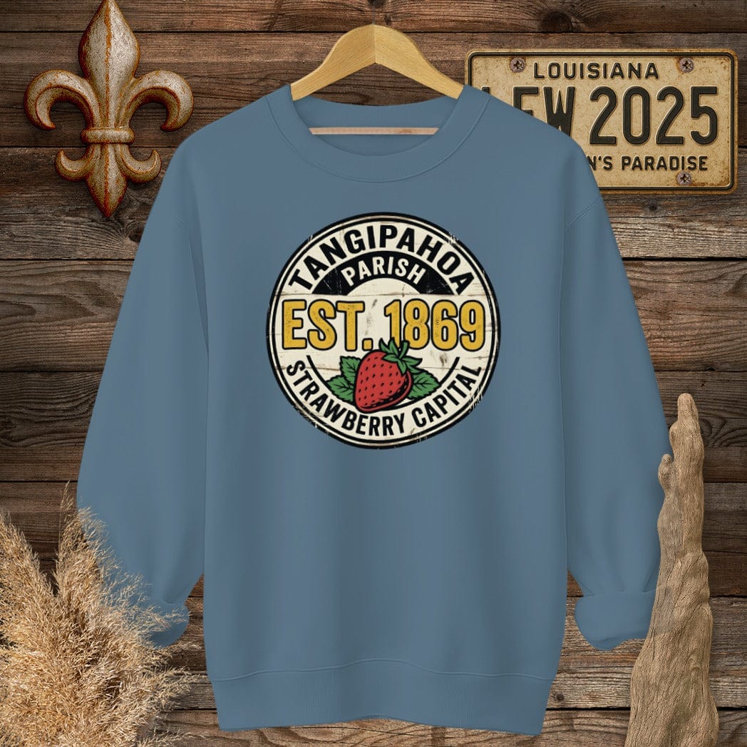 S / Indigo Blue Louisiana Tangipahoa Parish Sweatshirt by Laissez Faire Wear