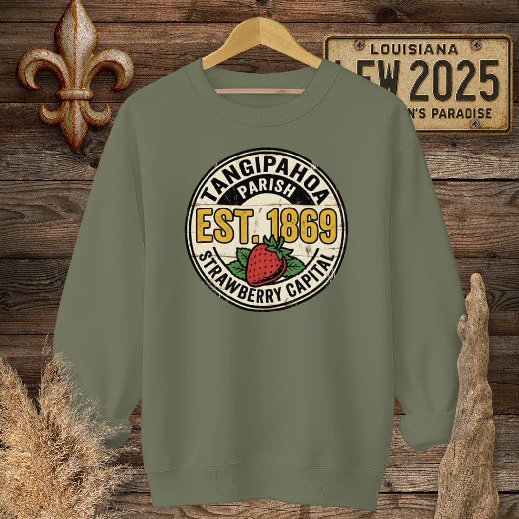 S / Military Green Louisiana Tangipahoa Parish Sweatshirt by Laissez Faire Wear