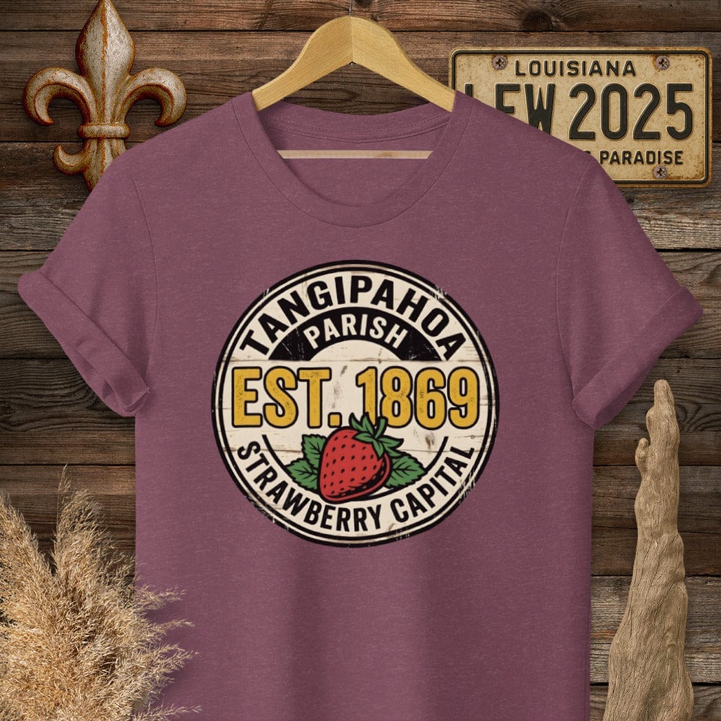S / Heather Maroon Louisiana Tangipahoa Parish T-Shirt by Laissez Faire Wear