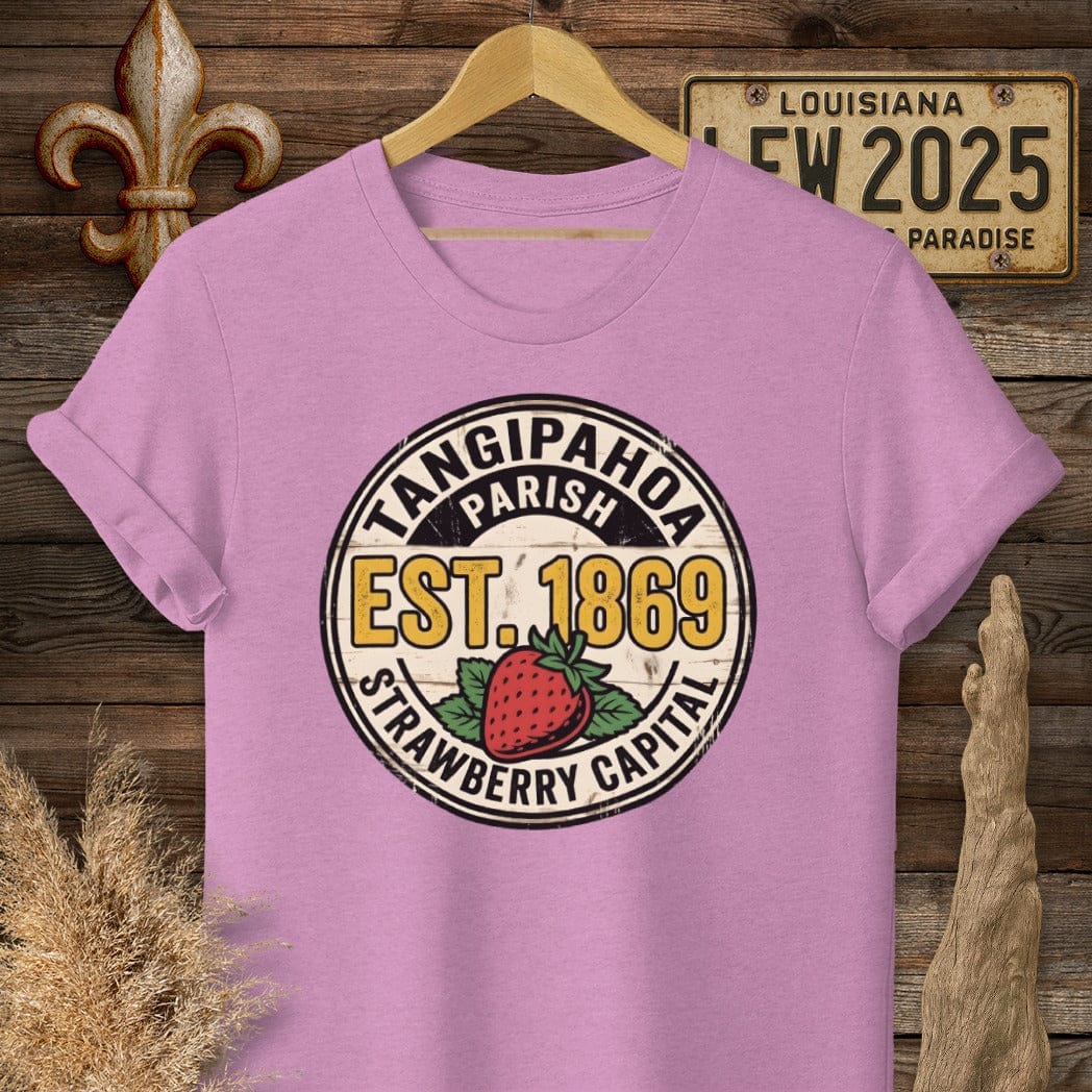 S / Heather Radiant Orchid Louisiana Tangipahoa Parish T-Shirt by Laissez Faire Wear