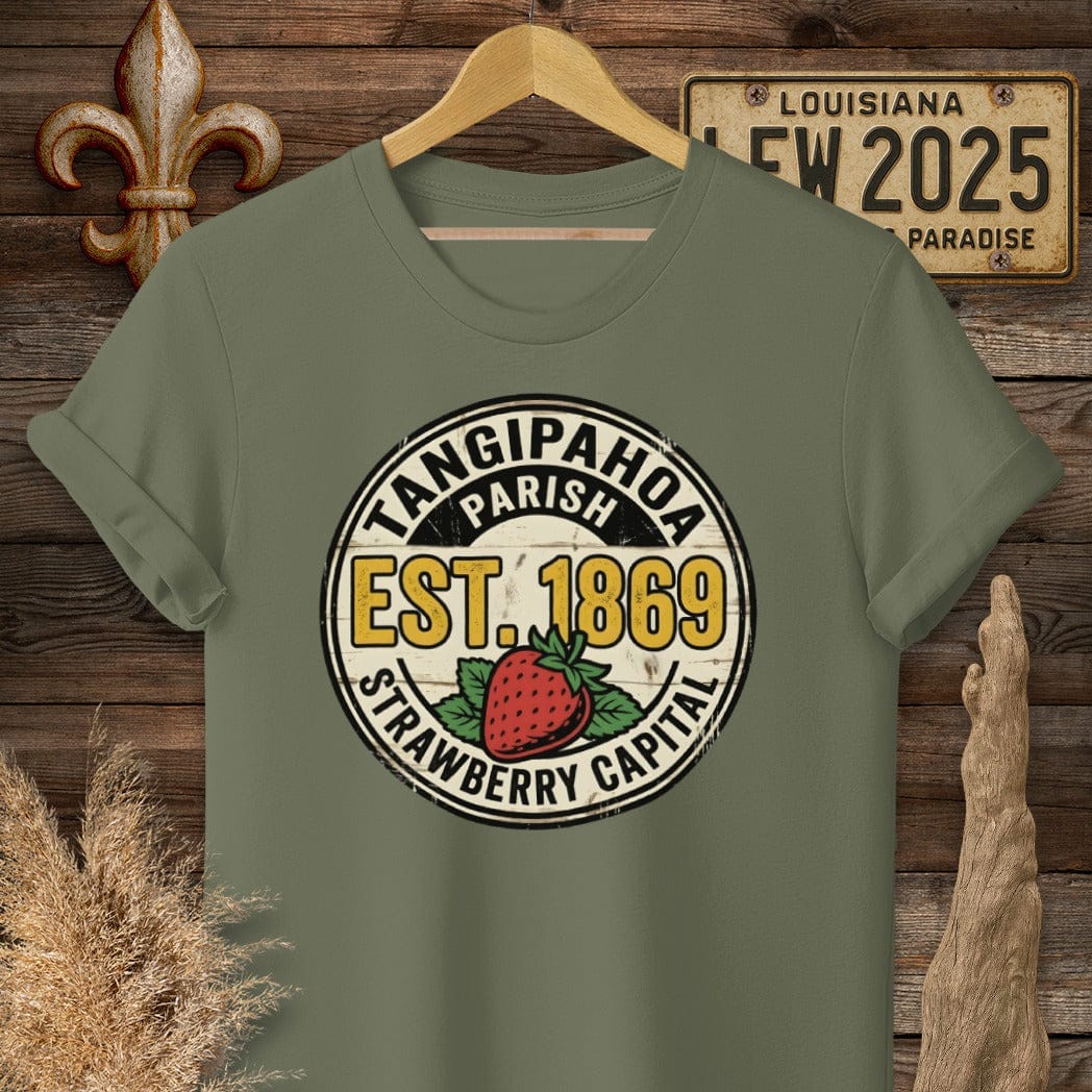 S / Military Green Louisiana Tangipahoa Parish T-Shirt by Laissez Faire Wear