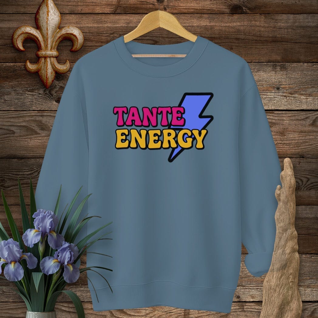 S / Indigo Blue Louisiana Tante Energy Sweatshirt by Laissez Faire Wear