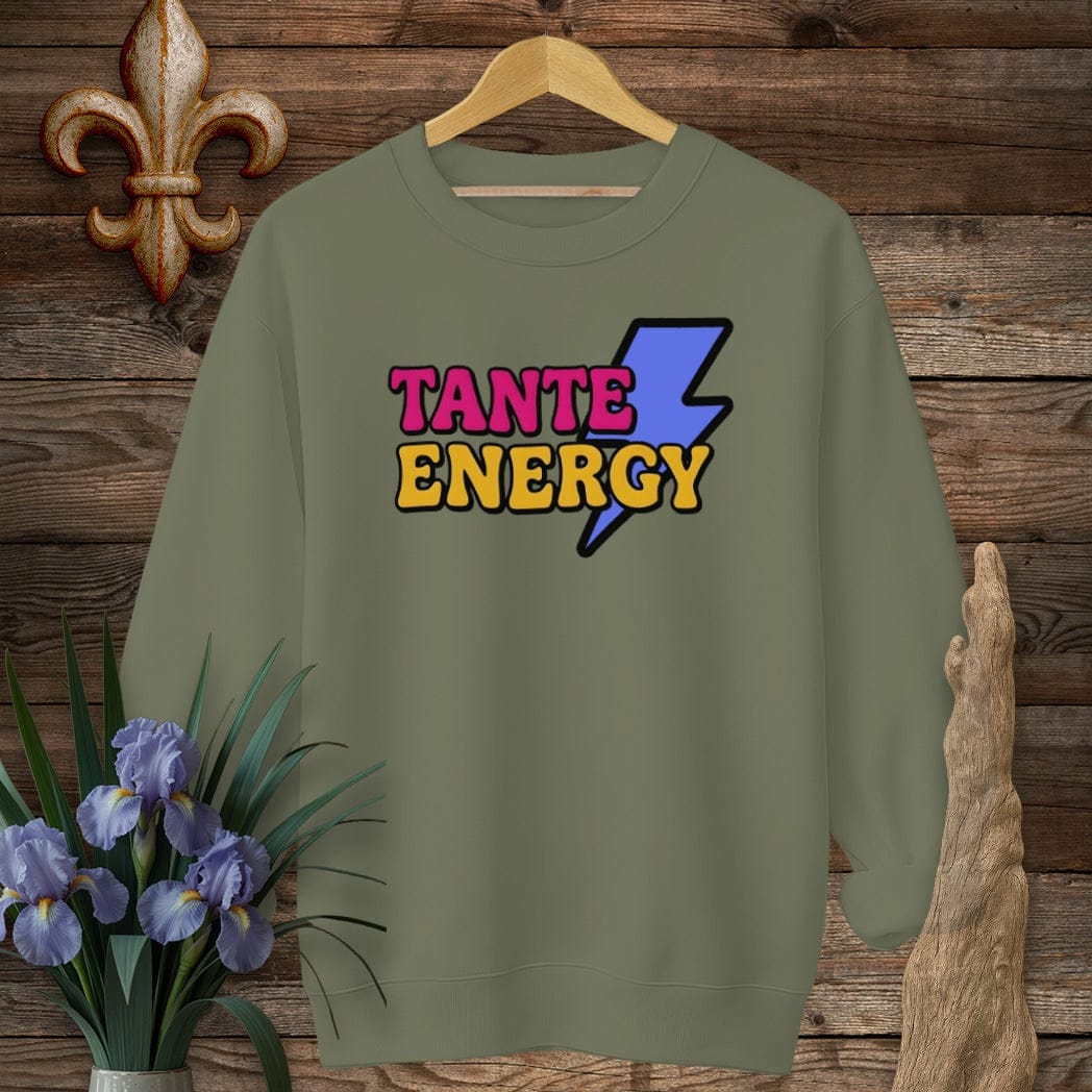 S / Military Green Louisiana Tante Energy Sweatshirt by Laissez Faire Wear
