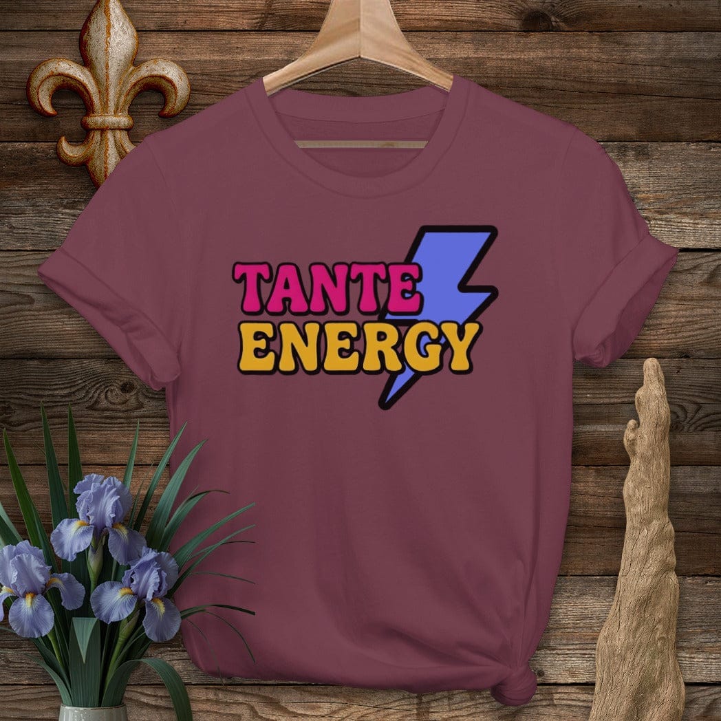 S / Maroon Louisiana Tante Energy T-Shirt by Laissez Faire Wear