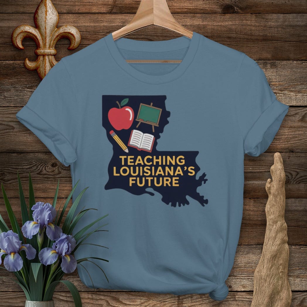 S / Indigo Blue Louisiana Teaching Louisiana's Future T-Shirt by Laissez Faire Wear