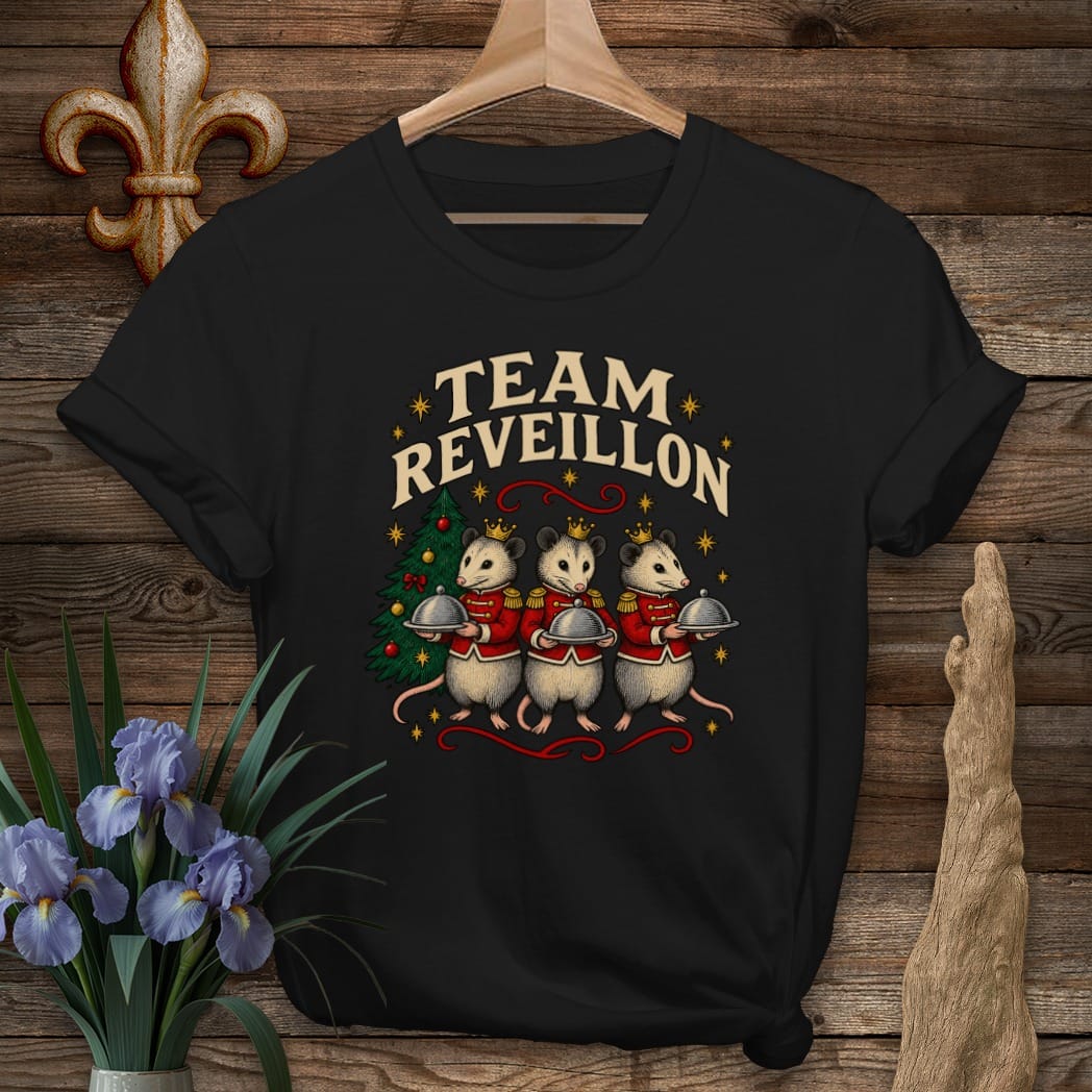 S / Black Louisiana Team Reveillon T-Shirt by Laissez Faire Wear