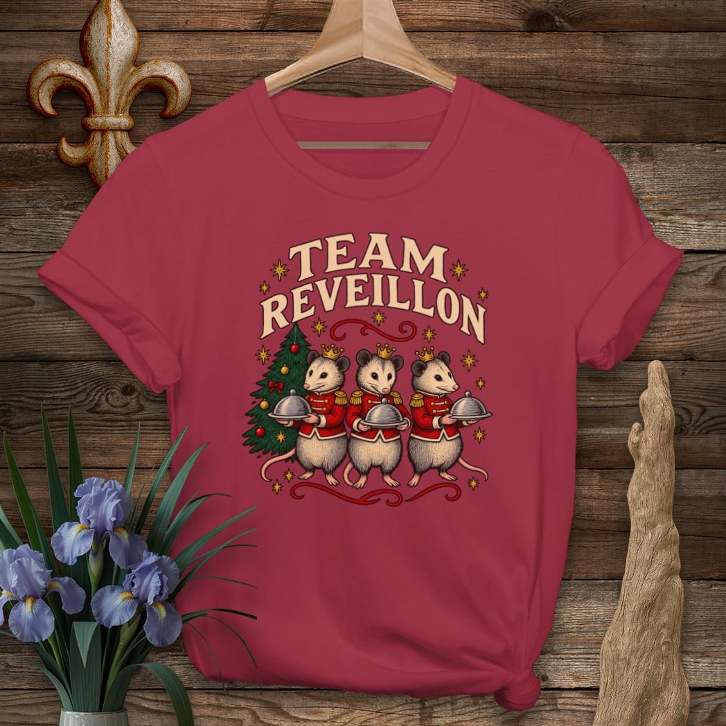 S / Cardinal Red Louisiana Team Reveillon T-Shirt by Laissez Faire Wear