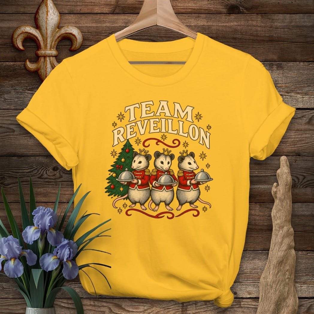 S / Gold Louisiana Team Reveillon T-Shirt by Laissez Faire Wear