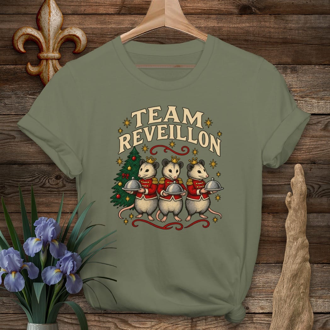 S / Military Green Louisiana Team Reveillon T-Shirt by Laissez Faire Wear