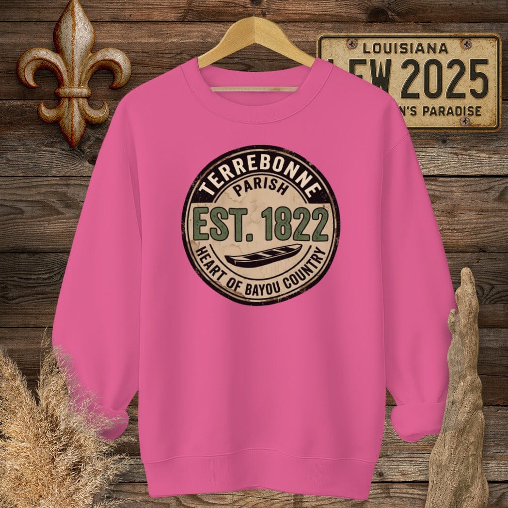 S / Heliconia Louisiana Terrebonne Parish Sweatshirt by Laissez Faire Wear