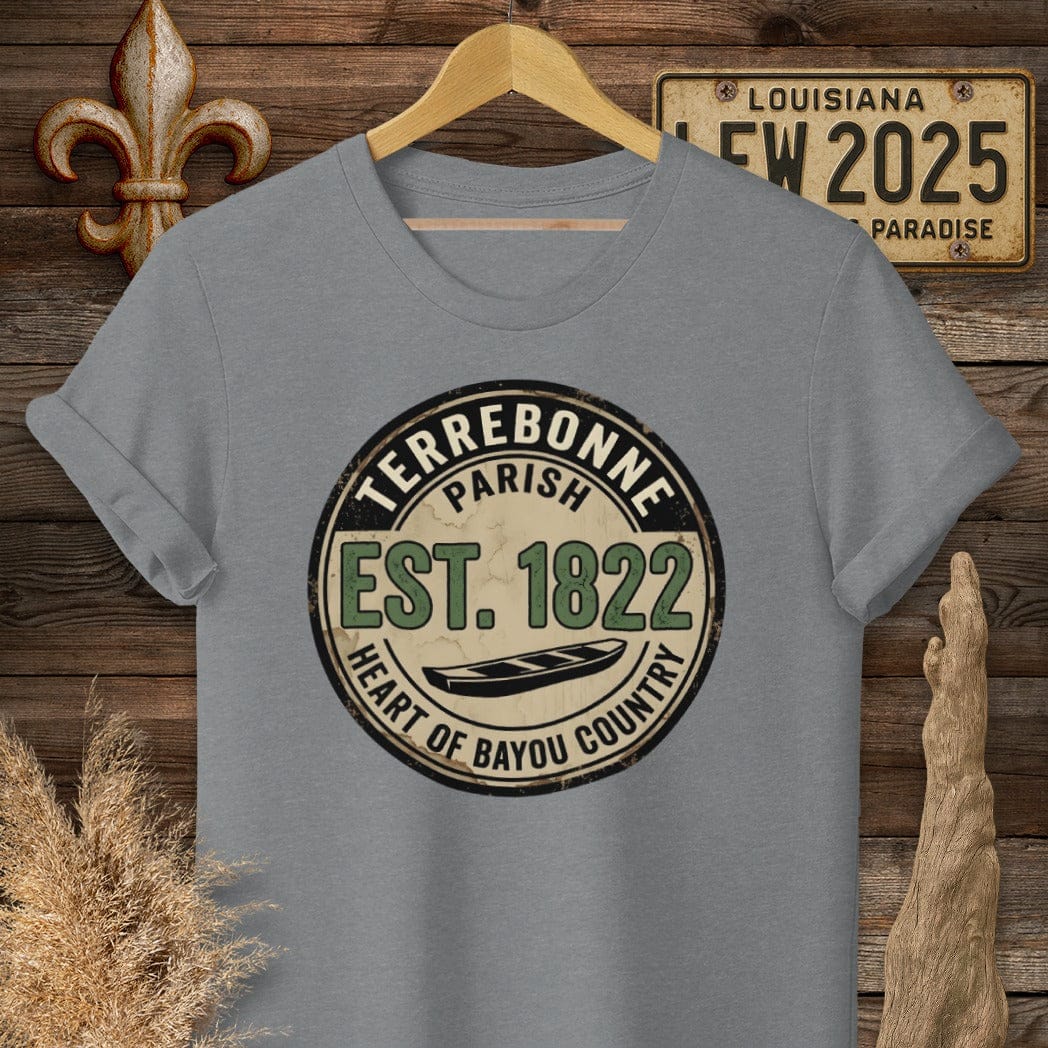 S / Graphite Heather Louisiana Terrebonne Parish T-Shirt by Laissez Faire Wear