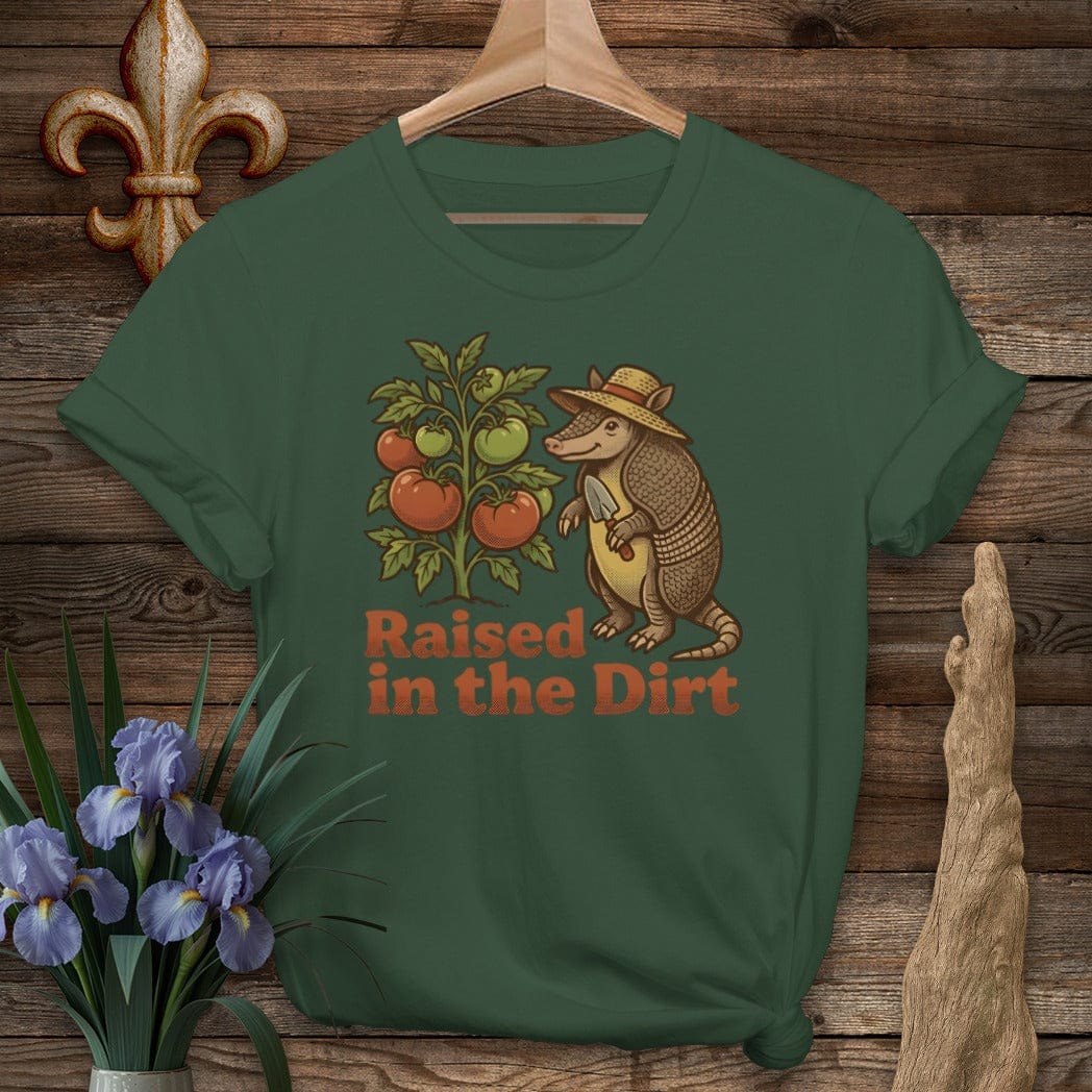 S / Forest Green Louisiana The Backyard Dillo Gardener T-Shirt by Laissez Faire Wear