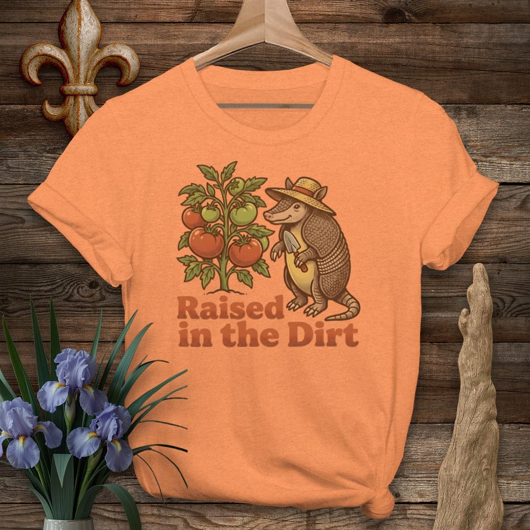 S / Heather Orange Louisiana The Backyard Dillo Gardener T-Shirt by Laissez Faire Wear