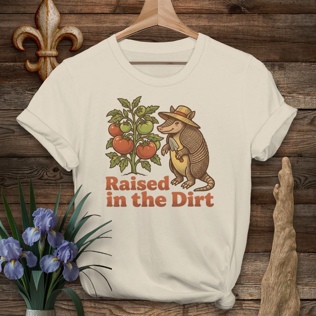 S / Sand Louisiana The Backyard Dillo Gardener T-Shirt by Laissez Faire Wear