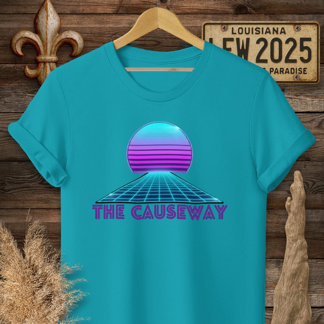 S / Tropical Blue Louisiana The Causeway T-Shirt by Laissez Faire Wear