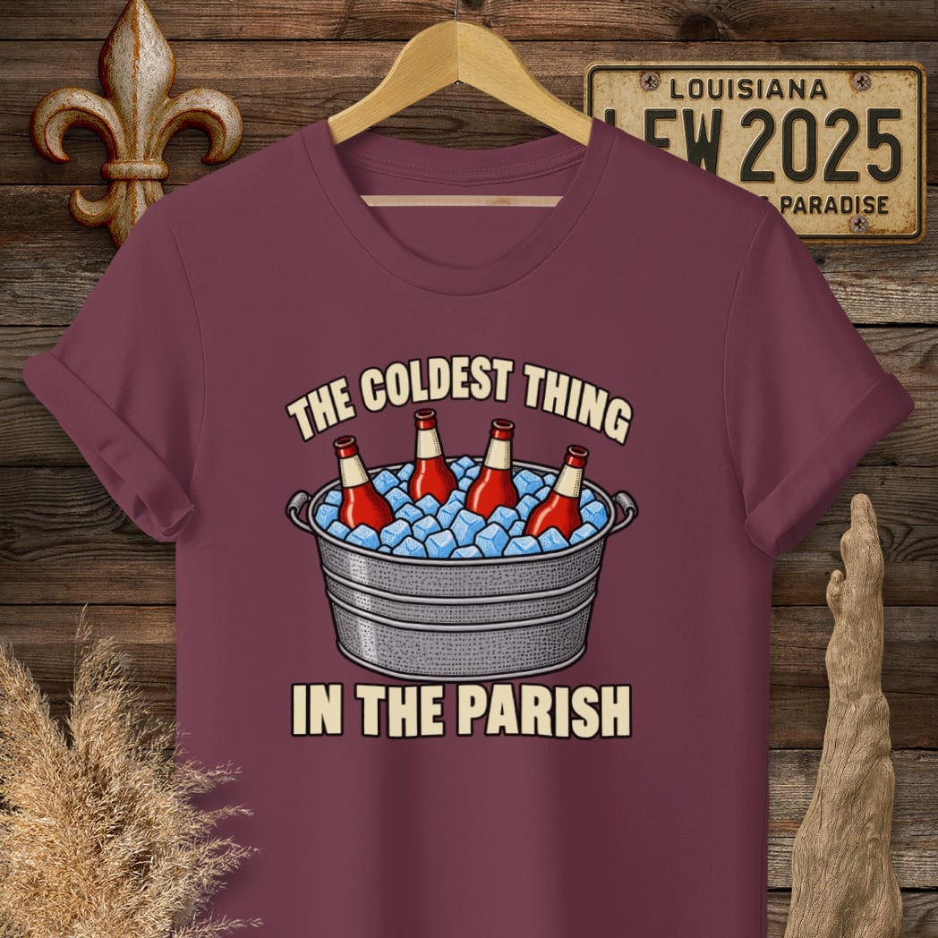 S / Maroon Louisiana The Coldest Thing T-Shirt by Laissez Faire Wear