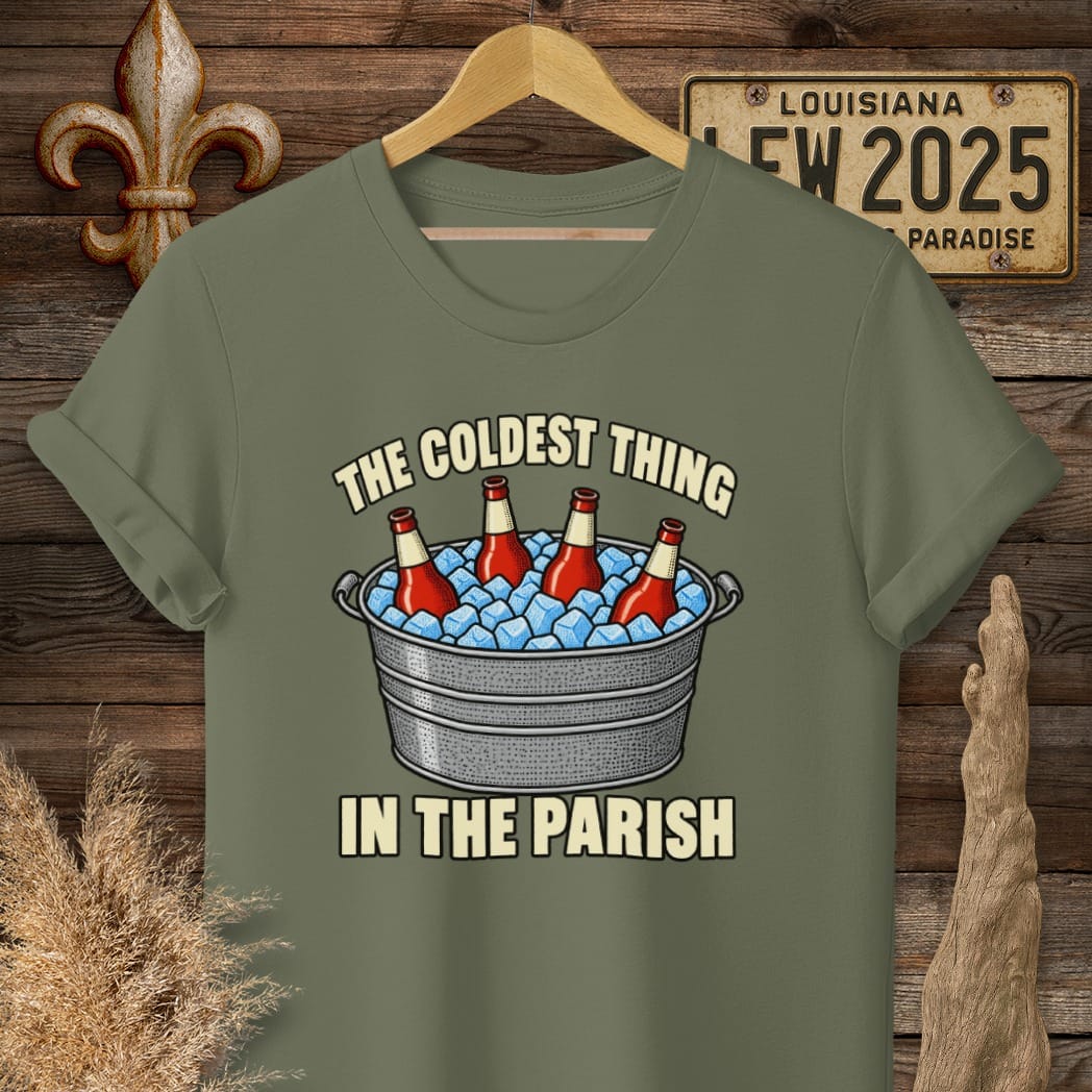 S / Military Green Louisiana The Coldest Thing T-Shirt by Laissez Faire Wear
