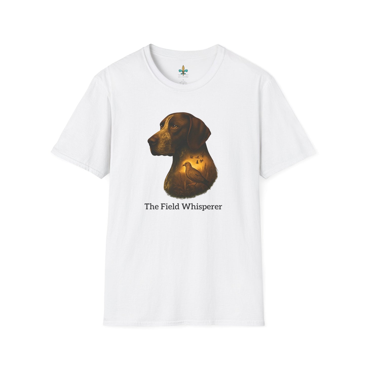 White / S Louisiana "The Field Whisperer" – German Shorthaired Pointer Louisiana Hunting Dog T-Shirt by Laissez Faire Wear