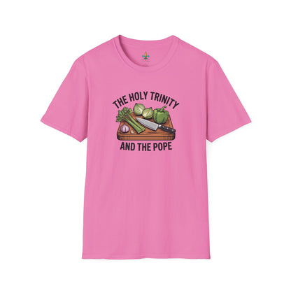 Azalea / S Louisiana "The Holy Trinity & The Pope" Cajun Cooking T-Shirt by Laissez Faire Wear
