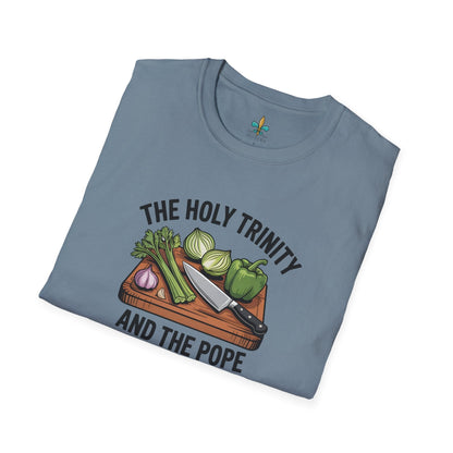 Louisiana "The Holy Trinity & The Pope" Cajun Cooking T-Shirt by Laissez Faire Wear