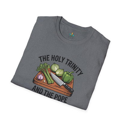 Louisiana "The Holy Trinity & The Pope" Cajun Cooking T-Shirt by Laissez Faire Wear